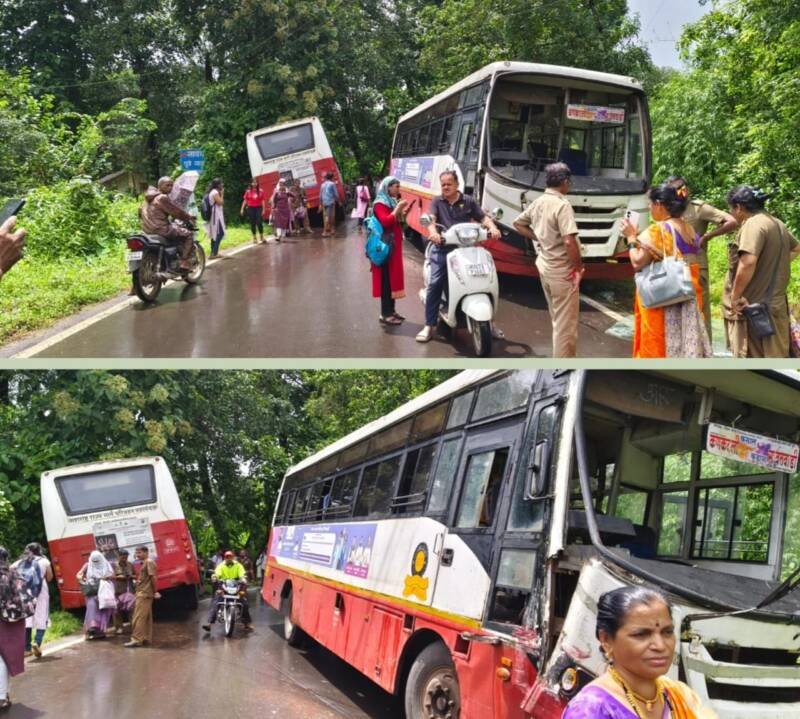 Accident in two ST buses at Kolgaon; Fortunately, there was no loss of life.