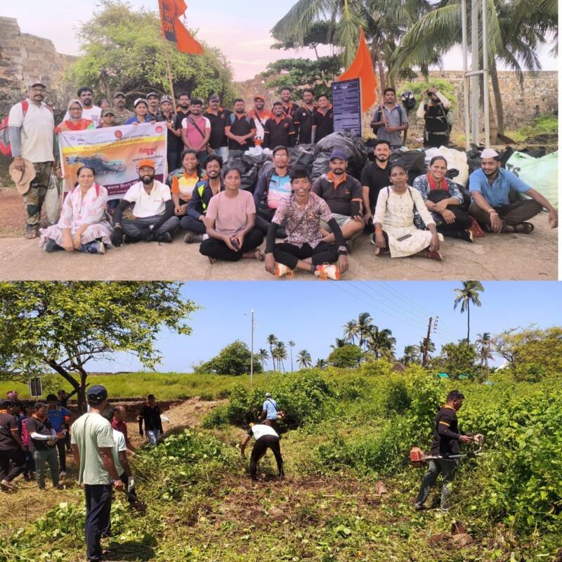 Cleanliness campaign conducted at Durg Sri Sindhudurg through Sahyadri Pratishthan Hindustan, Sindhudurg Division